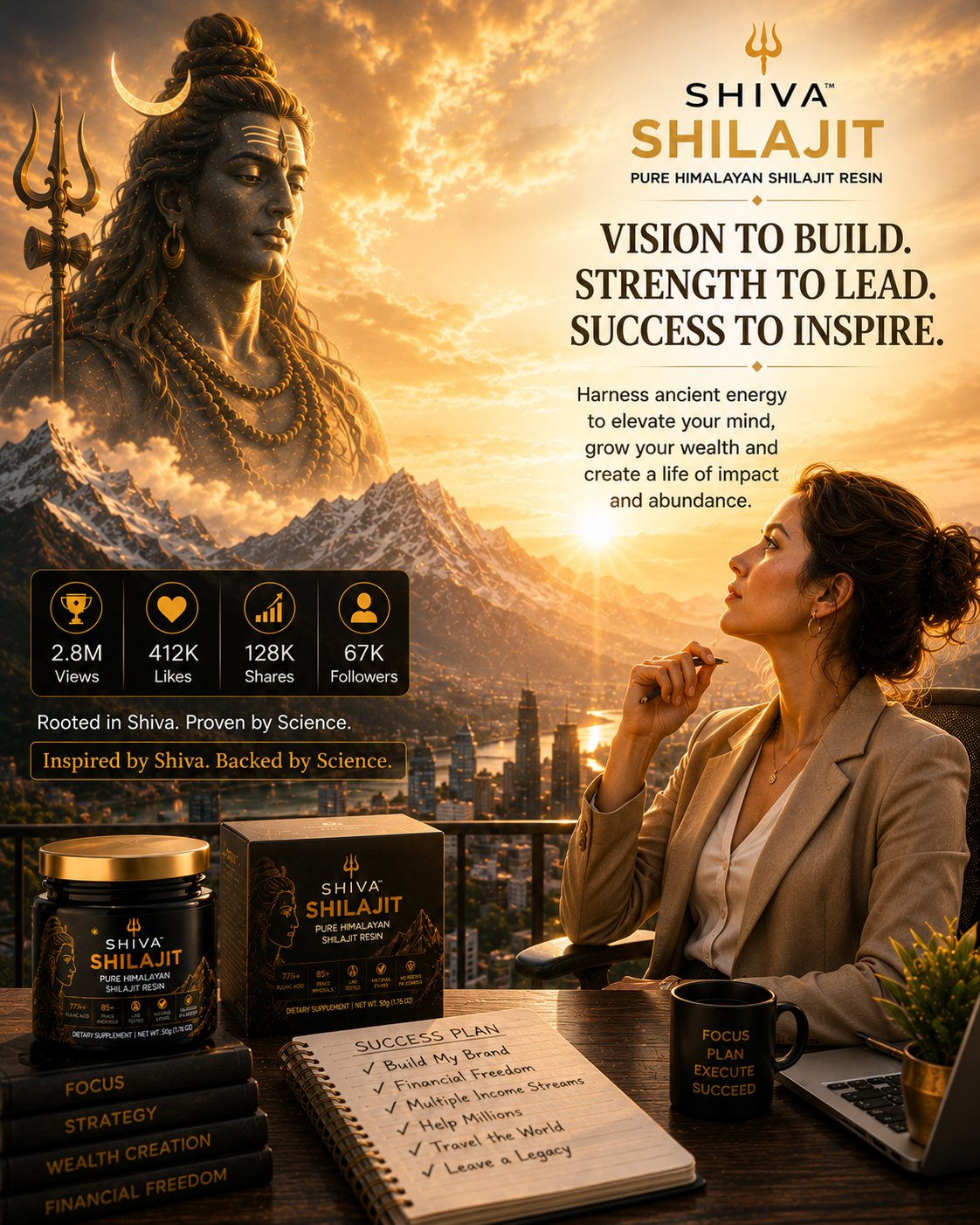SHIVA 🔱 Shilajit, 100% Pure Himalayan Shilajit 85+ Trace Minerals 75%+ Fulvic Acide