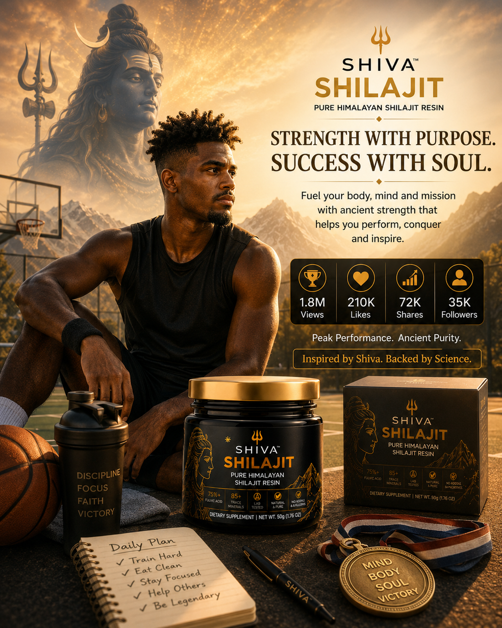 SHIVA 🔱 Shilajit, 100% Pure Himalayan Shilajit 85+ Trace Minerals 75%+ Fulvic Acide
