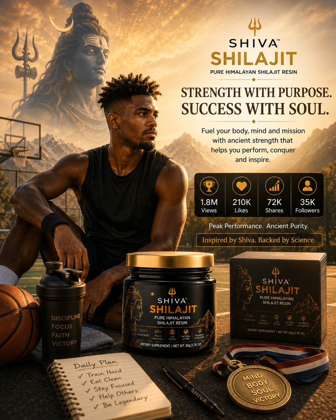 SHIVA 🔱 Shilajit, 100% Pure Himalayan Shilajit 85+ Trace Minerals 75%+ Fulvic Acide