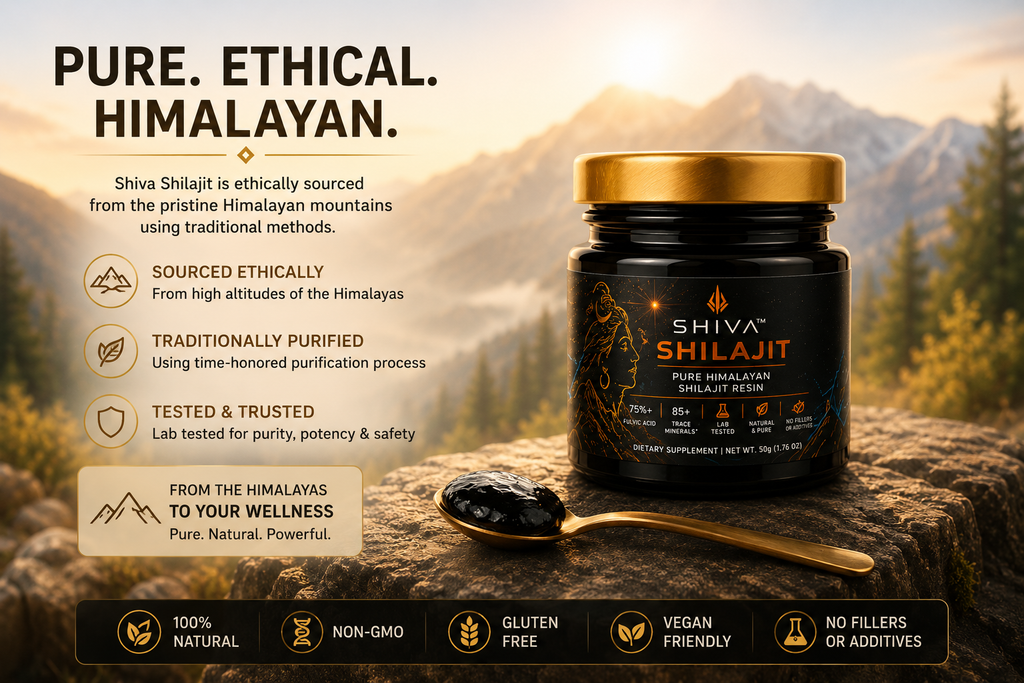 SHIVA 🔱 Shilajit, 100% Pure Himalayan Shilajit 85+ Trace Minerals 75%+ Fulvic Acide