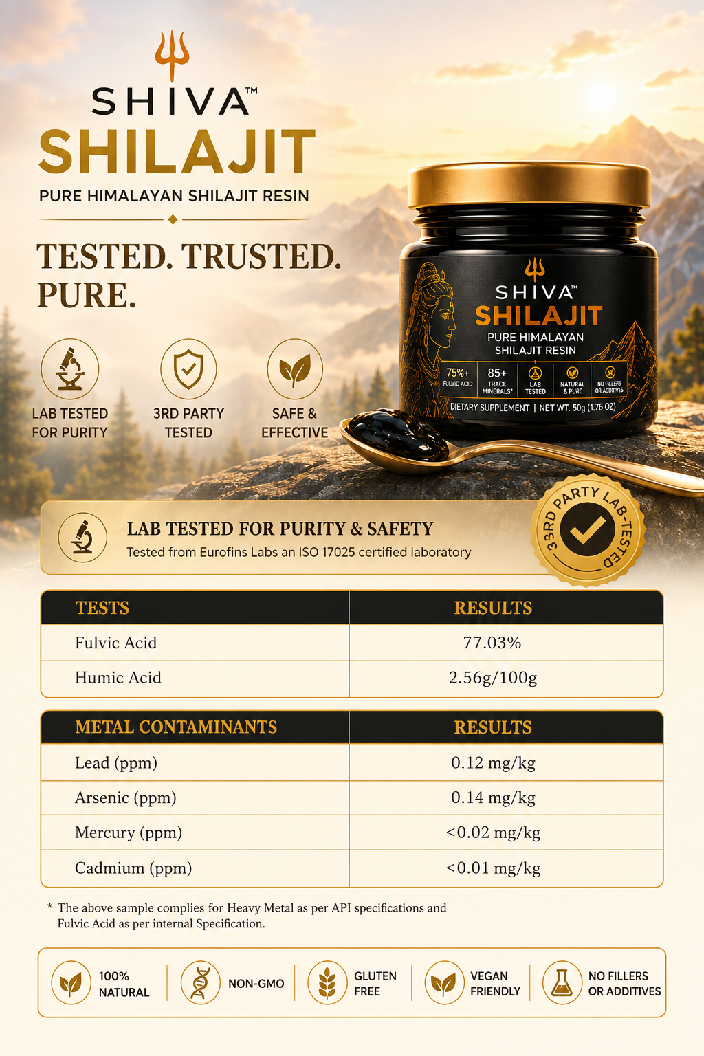SHIVA 🔱 Shilajit, 100% Pure Himalayan Shilajit 85+ Trace Minerals 75%+ Fulvic Acide