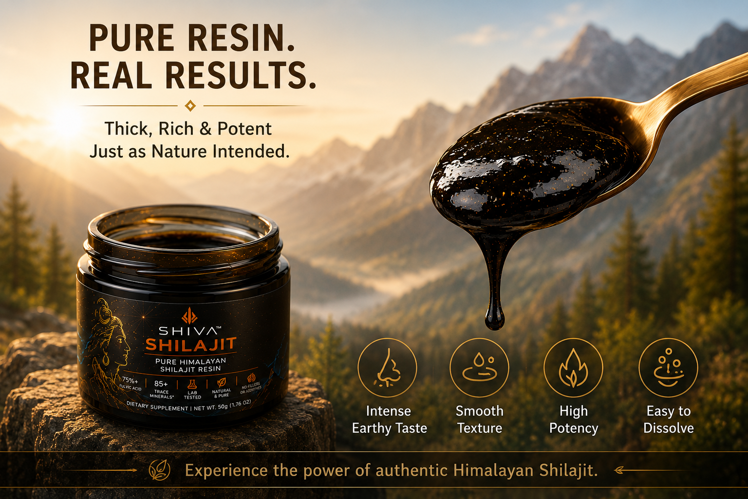 SHIVA 🔱 Shilajit, 100% Pure Himalayan Shilajit 85+ Trace Minerals 75%+ Fulvic Acide