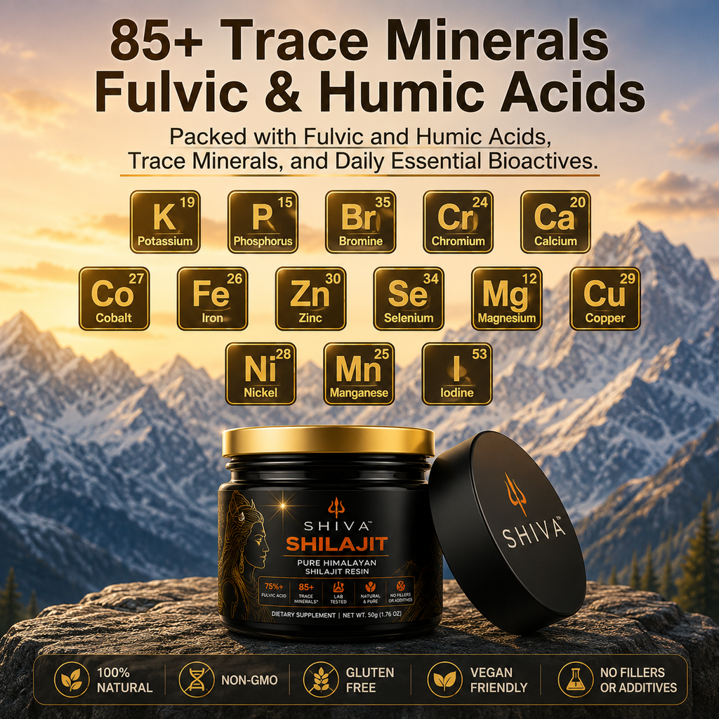 SHIVA 🔱 Shilajit, 100% Pure Himalayan Shilajit 85+ Trace Minerals 75%+ Fulvic Acide